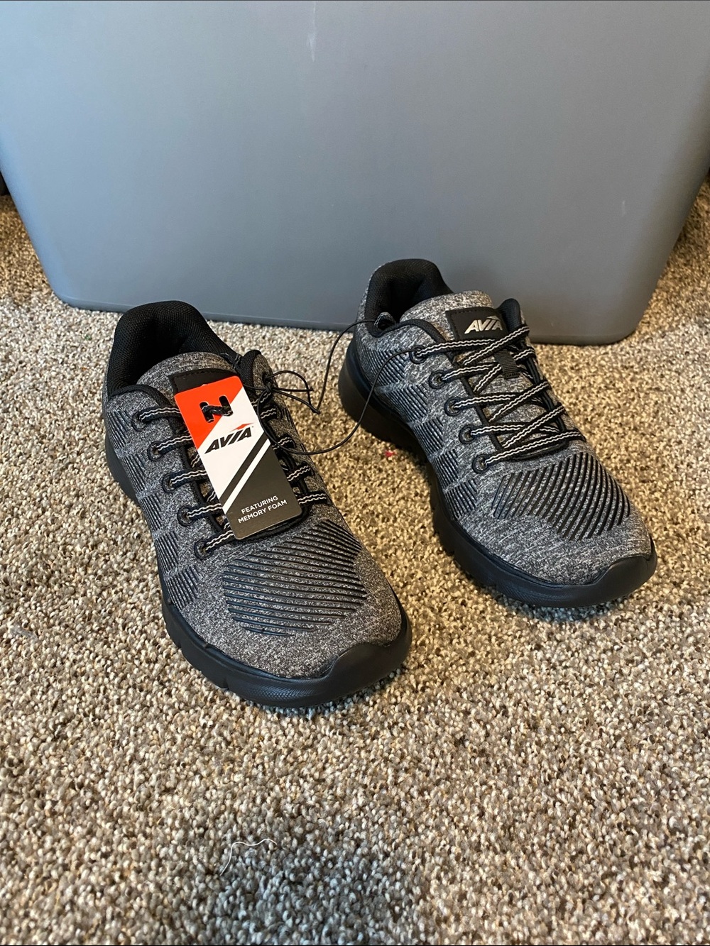 Avia Black and Gray Knit Running Shoes